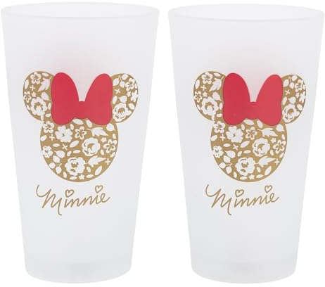 Stor Juego de 2 Vasos de Agua de Cristal de 490 ml de Minnie Mouse
