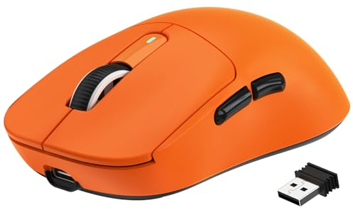 VGN GAMEPOWER x ATTACK SHARK X3 SUPERLIGHT Wireless Gaming Mouse, 49g Ultralight Mice, PixArt PAW3395, 26000 DPI, Tri-mode 2.4G/Wired/Bluetooth, G502, 200 Hrs Battery, Kailh GM8.0 Switch, Orange