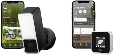 EVE Outdoor Cam – caméra projecteur sécurisée, sécurité et confidentialité maximales & Room – Sensor de calidad Del Aire Para Interior Para registrar la calidad Del Aire (COV), temperatura y humedad