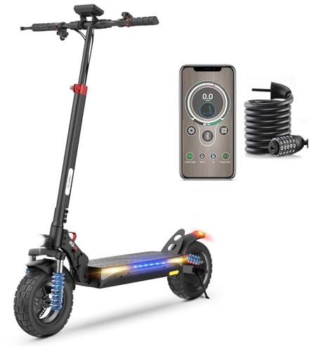 iScooter iX3 Electric Scooter for Adults,10 Off-road Tire,Powerful Motor | 40km Range, 48V 10Ah Battery, Front & Rear Suspension, Dual Disc Brakes, Foldable E Scooter with APP Lock Turn Signals