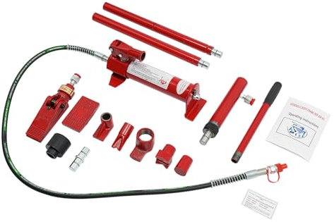 Kit direzionale idraulico per carrozzeria 4 T, pressa idraulica per riparare carrozzeria, cric con cassetta degli attrezzi, stampa per auto rigonfiamento rosso