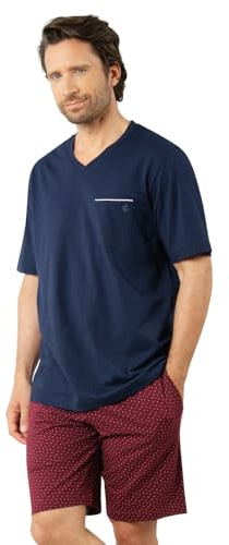 Eminence - Pyjama Court Homme Business- Jersey 100% Coton Longue Durée - T-Shirt Manches Courtes Col V + Short 2 Poches - Label Oeko-TEX® Standard 100
