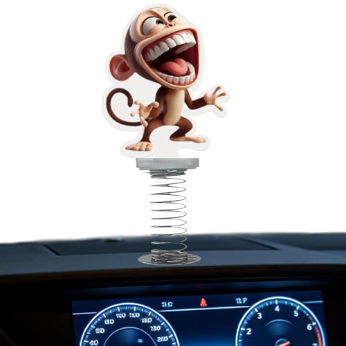 HAOWYYUU Wackelfigur für Auto, Wackelfiguren Lustig, Wackelkopffiguren, Affenform Dekoration für Autoarmaturenbrett, Fahrrad, 5x10cm
