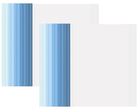 Ferizzia 20 A4 Reliure Dossier, Bleu Feuilles A4 Couverture De Rapport | Transparent Barre Coulissante Rapport Couvre, Dossier Coulissante Transparent, pour École Bureau Accueil Resume Documents