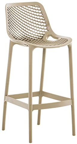 CLP Barhocker Garten wetterfest Air, Gartenstuhl mit Lehne, Tresenstuhl wetterfest UV-beständig aus pflegeleichtem Kunststoff, bis 160 kg, Farbe:Schlamm