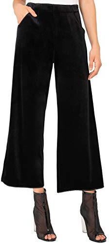 Standards & Practices Modern Women's Black Velvet Crop Split Hem Wide Leg Pants Size L