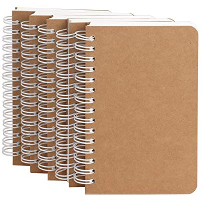 TWONE Spiral Notebook, 5 Pack Small Pocket Size Notebooks for Writing Drawing Note Taking, 3.5”x5.5”, 180 Ruled Pages, 90 Sheets
