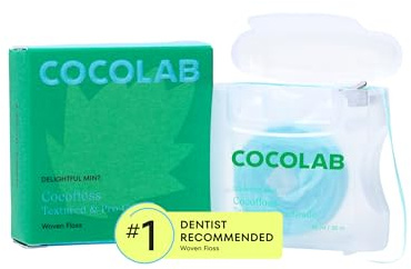 Cocofloss Expanding Woven Dental Floss by Cocolab, Waxed Tooth Floss for Daily Oral Care, Coconut Oil Infused, Vegan, for Adults and Kids, Mint Scent, 1 Pack