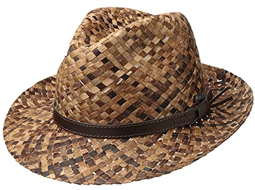 Lipodo Maldives Strohhut Damen Herren Made in Italy Bogarthut Fedora Papierstroh Frühjahr Sommer braun S (54-55 cm)