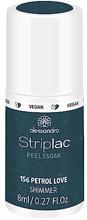 alessandro Striplac UV-Nagellack Petrol Love – Schonend und langanhaltend – Einfache Entfernung dank Peel-Off-Technologie – Vegan und tierversuchsfrei – 8 ml