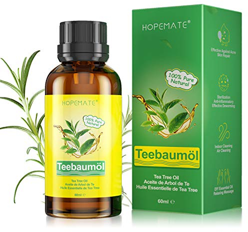 Huile Essentielle Tea Tree - 100% Arbre à Thé Pure et Naturelle pour Soulager les Imperfections Cutanées à L'acné, Boutons, Tea Tree oil Vegan pour Diffuseurs, Massage, Spa, 60 ml