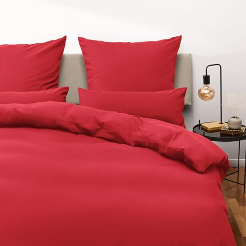 Blumtal Juego de Funda Nordica Cama de 105 - Microfibra Juego de Funda Edredon 190x200 y 2 Fundas de Almohada 70x40, Certificado Oeko-Tex, Muy Suave y Transpirable - Rojo