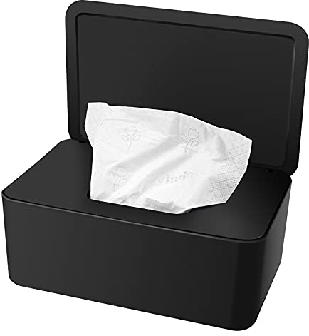 Taschentuchbox, Feuchttuch-Box, quadratisch, für Feuchttücher und Servietten, mit Deckel, staubdicht, für Zuhause und Büro (schwarz)