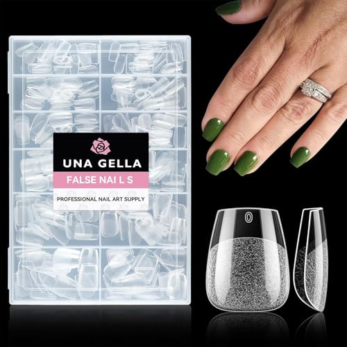 UNA GELLA Capsule Americaine Ongle Ballerine Extra Courte, 216 Pièces 12 Tailles Forme Coffin en Acrylique Full Cover Autocollant pour Extensions & Nail Art