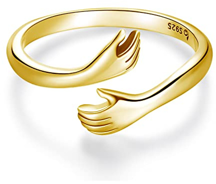 ShiYu Anillos para niñas Plata 925 Chapado en oro amarillo Anillo de abrazo Regalo de cumpleaños
