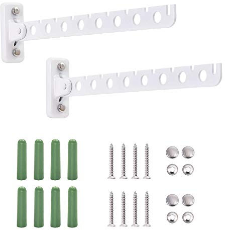 Alighting Wall Mount Clothes Hanger Laundry Hanger Dryer Rack White Stainless Steel Retractable Clothes Rack Wall Hangers for Clothes Closet Wall Mounted Clothes Hanger 2 Pack