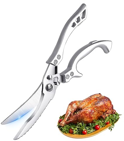 Ciseaux à volaille professionnels en acier inoxydable avec poignée ergonomique - Gagnant du test - Ciseaux à viande - Pour couper canard, poulet, oie, dinde ou dinde