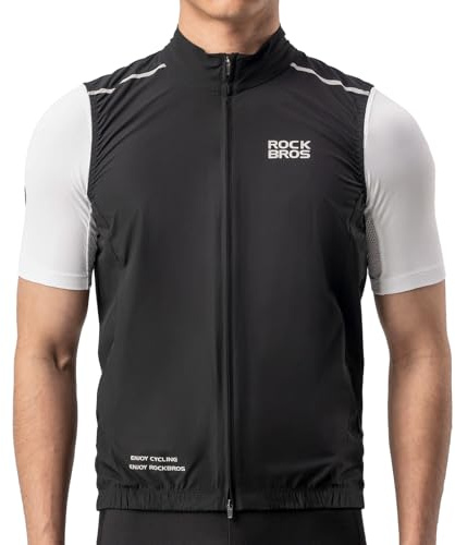 ROCKBROS Cycling Vest Gilet Bicycle Sleeveless Windbreaker Unisex Breathable MTB Road Bike Tops Reflective Lightweight Waistcoat for Running Cycling and Hiking M-4XL