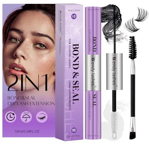 Lash Bond et Seal Colle Extension Cils Professional Waterproof - Noir Longue Tenue 48-72h pour Individual Cluster