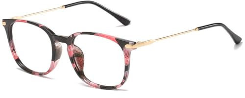 LNTICB® Blaulichtfilter Brille Computerbrille Gaming Blaulichtbrille UV Blaues Blockiert Damen Herren Ohne Sehstärke TR90 Superleichte Rahmen Brillenbeine aus Metall Retro Mindert Augenbelastung