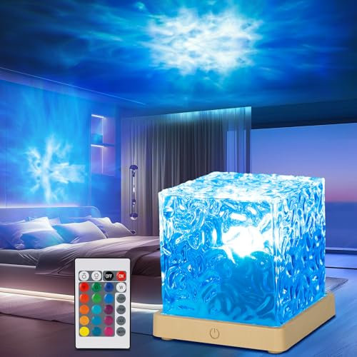 Ocean Lamp, Sternenhimmel Projektor Kinde, 16 RGB Polarlicht Lampe, USB Wiederaufladbar Nordlicht Projektor, Aurora Light mit Fernbedienung, Wasserwellen Lampe für Zimmer Deko, Kinder Geschenk