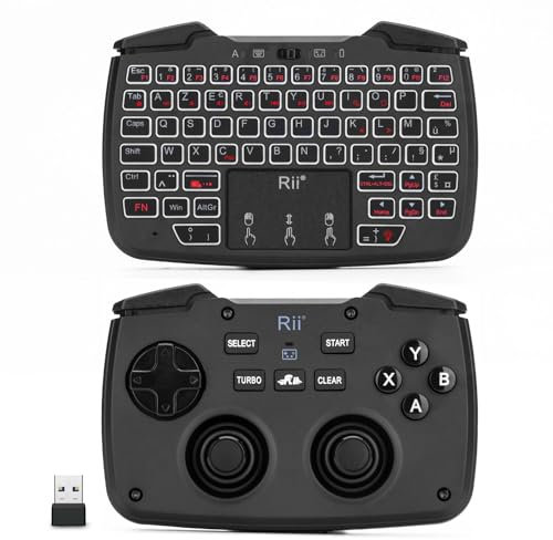 Rii Mini Clavier sans Fil 2.4 GHz - Touchpad Ergonomique pour PC, Raspberry Pi, Android TV