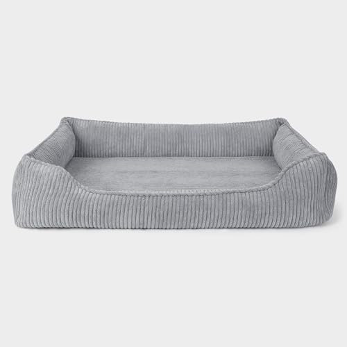 PAW WOW Anton Hundebett | Orthopädisches Hundebett | Hundekörbchen für kleine, mittelgroße und große Hunde (Grau, 105x75cm)