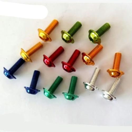 10 piezas M5 M6 de aluminio de colores, cabeza de brida de botón semicircular con arandela interior, tornillos Allen, pernos, rojo, M5X25