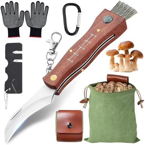 UNIANE Couteau à champignons avec brosse, sac à champignons, couteau éponge de qualité supérieure, collecte de champignons, collecte de champignons, couteau à champignons, couteau à champignons, sac à