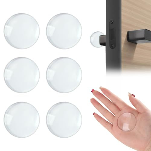 MOXYOY 6PCS Door Stop, Wall Protector Self Adhesive Door Stoppers Silicone Transparent, Round Door Handle Protectors for Wall Fridge Cabinets