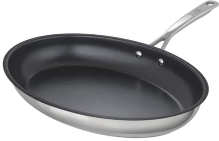 KUHN RIKON ALLROUND Fischpfanne beschichtet 36 x 25cm, mit Beschichtung, aus Edelstahl, geeignet für alle Herdarten inkl. Induktion