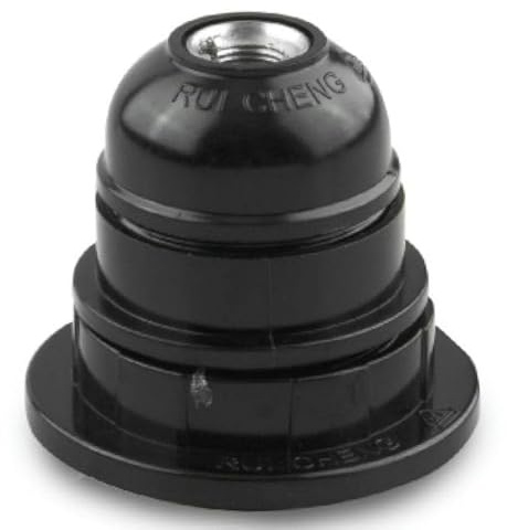 Portalámparas semirroscado E-27 negro con arandela, ideal para diversas instalaciones de iluminación.