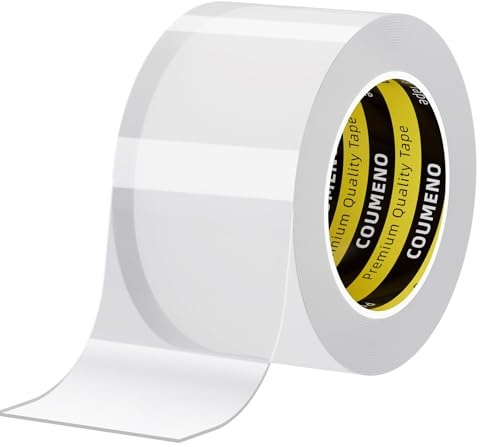 COUMENO Selbstklebendes Dichtungsband, 50 mm x 3 m, 0,5 mm dick, Transparentes Anti-Wind-Dichtband für Fensterdichtung & Türabdichtung, Wasserdichtes Klebeband für Fugenabdichtung in Küche & Bäder