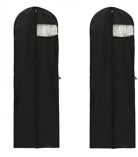 AkNebriax 2 sacchetti pieghevoli per indumenti lunghi, con cerniera, traspiranti e antipolvere, ideali per riporre giacche, abiti, abiti da sposa e altri capi di abbigliamento(nero)