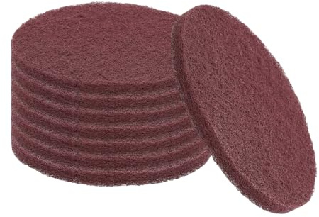 sourcing map 8Pcs Scrubber Scouring Pad, 5 Inch 800 Grits Drill Power Brush Hoop and Loop Scrub Pads Discs Polishing Pad for Household Furniture Automotive Cleaning, Dark Red