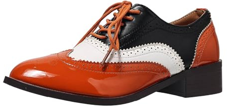 VBEDKDEB Slip On Sneakers dam fritidsskor tofflor dam vintage sko, perforerad, för snörning, runt tåparti, låg klack, för flickor orthocare skor, apelsin, 39 EU