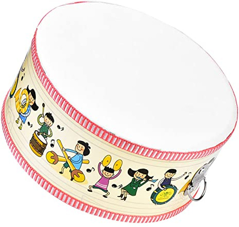 XUXHOU Tambour à main compact en bois avec beau motif, type portable pour jouets d'enfants, rythme d'improvisation, accompagnement de chant et de danse