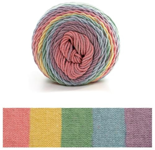 Filato per artigianato fai da te con effetto arcobaleno, 100 g, filato di cotone tinto a segmenti per progetti a maglia (A)