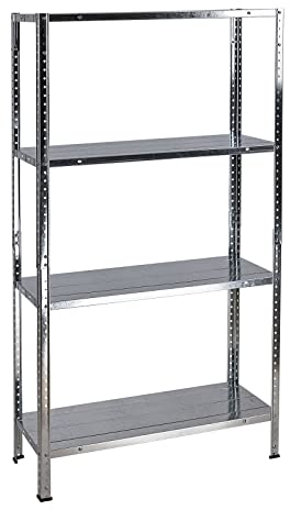 DEMA Étagère à vis 4 étages 145 x 75 x 30 cm – Étagère de rangement galvanisée universelle pour cave, atelier, garage, stable et robuste