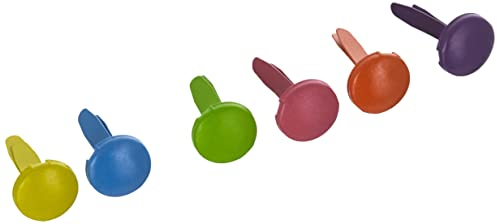 Rayher 7835449 Brads rund, Kopf 8 mm ø, Länge 16 mm, Blisterbox 50 Stück, 6 Pastell-Farben gemischt, Musterklammern, Spreizklammern