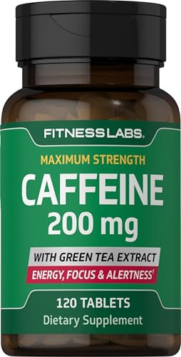 Fitness Labs Caffeine 200 Mg with Green Tea Extract, 120 Tablets