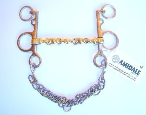 Amidale Waterford Pelham With Lozenge Chain Copper Mix German Silver Horse Bit 5 Inches