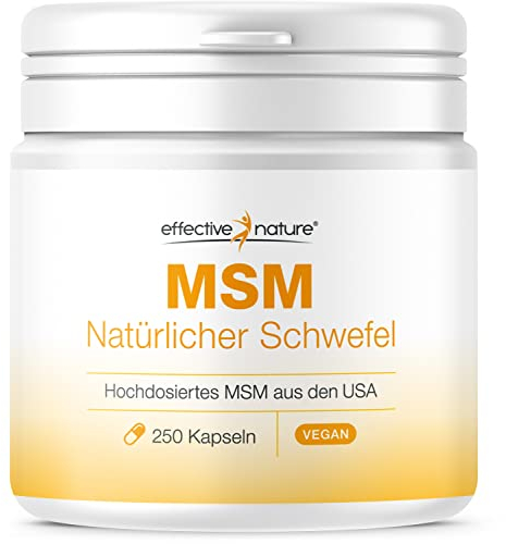 MSM Natürlicher Schwefel - 250 Kapseln - Hochdosiert mit 3400 mg MSM pro Tag - 99,9% Reinheit - Beste kontrollierte Qualität - MSM aus den USA
