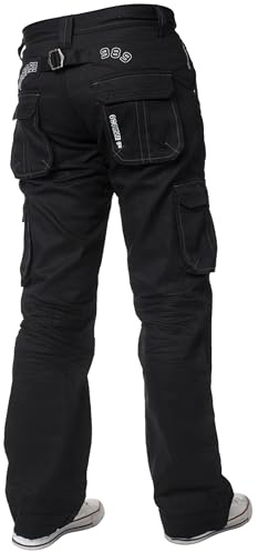 New ENZO Mens Designer Cargo Combat Blue Coated Denim Jeans Pants All Waist Size Black Coated 34 W X 34L
