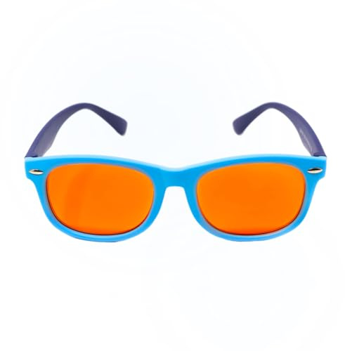 DefenderShield Blue Light Glasses For Kids – Kids Blue Light Glasses Girls and Boys With Orange Lenses (99% Blue Light Blocking) For Screens – Lightweight, Flexible & Shatterproof Blue Fit Frames