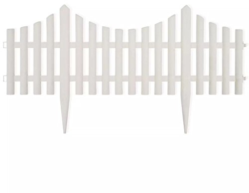 yorten Gartenzaun Beeteinfassung Beetumrandung Dekorativer Zaun 17er Set Gesamtlänge 10 Meter Höhe von 16,2-32 cm (Weiß)