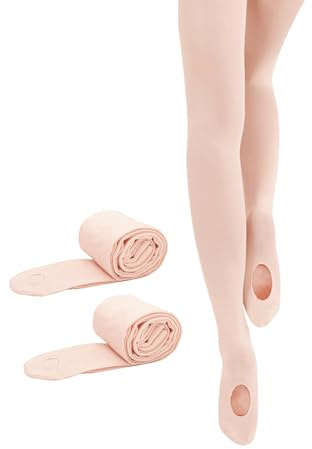 PAPPNTI Girls' Ultra Soft Pro Dance Tights Ballet Transition Daily Student Tights (Toddler/Little Kid/Big Kid) Ballet Pink 2 Pairs S(2-4 Years)