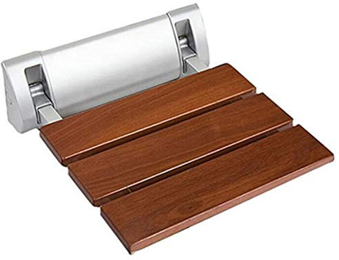 SHUWB Duschklappsitz Wandmontage aus Holz, Badestuhl Duschhocker-Duschsitz Klappbar rutschfest, Bad Sicherheitssitz Duschhilfe, Belastbar 150kg, Leichte Montage