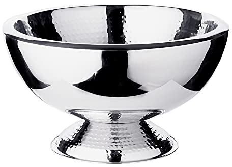 EDZARD Champagnerkühler Sektkühler Toni, doppelwandig, Edelstahl hochglanzpoliert, Innen und Fuß gehämmert, Durchmesser 43 cm