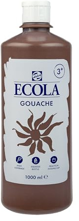 Ecola Plakatfarbe - 1000 ml braune Farbe - intensiv, deckend, wasserverdünnbar - leicht zu reinigen - Talensbraun